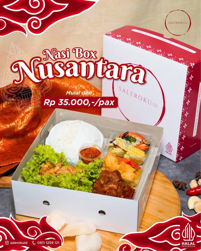 nasi box dengan menu nusantara dari saleroku catering yang cocok di berbagai acara